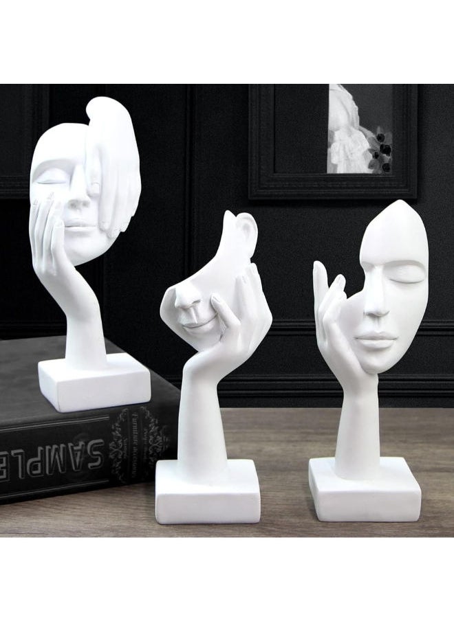 Prosfalt 3 Pcs Thinker Statue,Modern Home Resin Sculptures,Collectible Figurines For Home Office Bookshelf Desktop Decor(White)