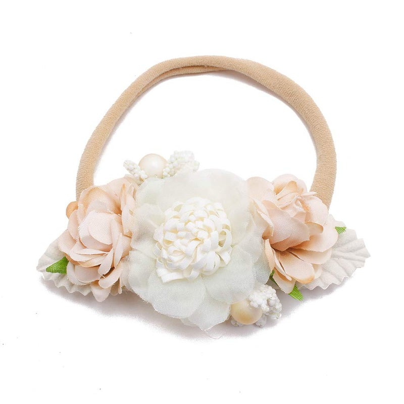 mligril Baby Girl Nylon Headbands Flower Hair Bows Accessories-Elastic Hair Band Crown Handmade FLoral Wraps Birthday Gifts for Girls Newborn Infant Toddler 3Pcs - Image 5