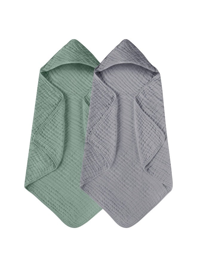 Hooded Baby Towel 2 Pack, 100% Muslin Cotton, 32x32 Inch for Newborns & Toddlers - Image 1