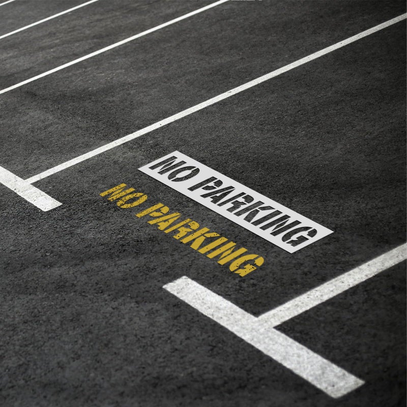 PEUTIER 2pcs No Parking Stencils, 4 Inch Letter Stencils, Flexible Plastic Parking Lot Paint Templates, Traffic Curb Painting Marking Signs, White - Image 4
