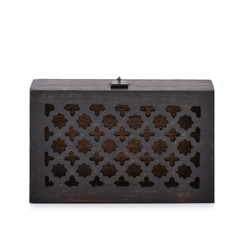 BHAVATU Mango Wood Decorative Wooden Box with Hinged Lid Ideal for Keepsakes, Trinkets, Jewelry and Other Stash (8" x 5" x 3") - Image 3