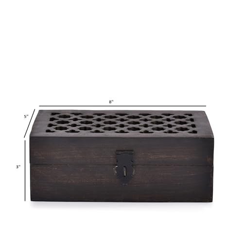 BHAVATU Mango Wood Decorative Wooden Box with Hinged Lid Ideal for Keepsakes, Trinkets, Jewelry and Other Stash (8" x 5" x 3") - Image 5