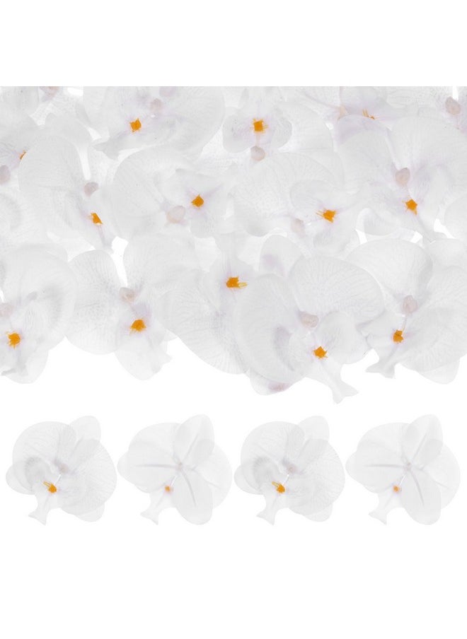 M METERXITY M METERXITY 20-Pack Artificial Orchid Flower Heads, Silk Faux Butterfly Flowers Head for Wedding/Bouquet/Bridal/Party Decor, Fake Phalaenopsis Petals Bulk [2.76 Inch, Pure White]  - Image 1