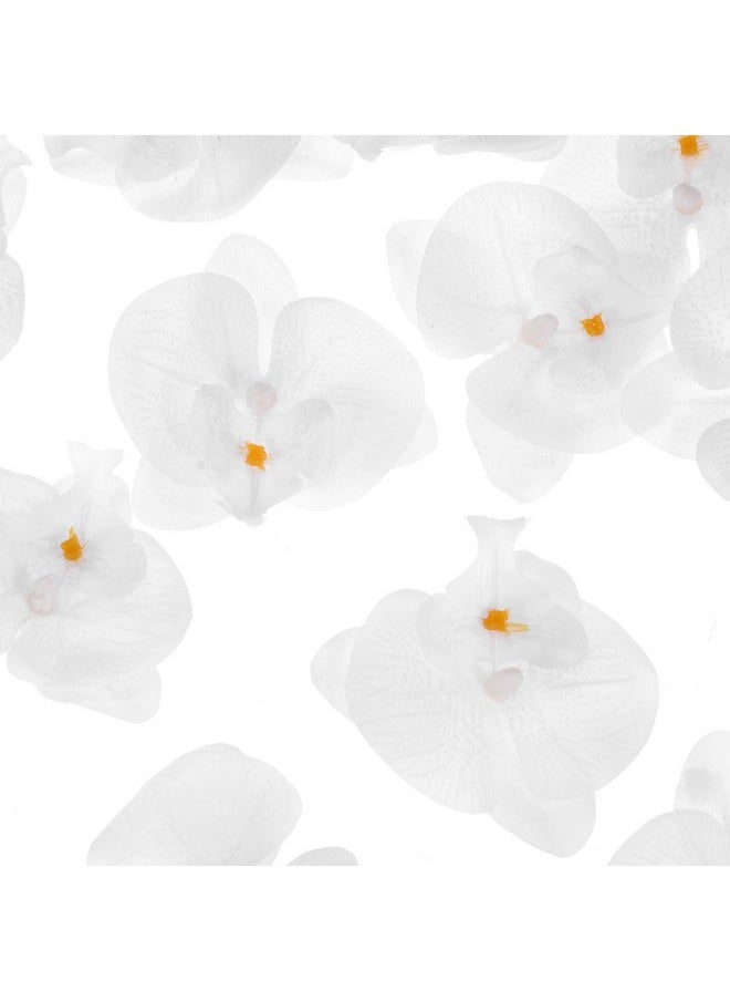 M METERXITY M METERXITY 20-Pack Artificial Orchid Flower Heads, Silk Faux Butterfly Flowers Head for Wedding/Bouquet/Bridal/Party Decor, Fake Phalaenopsis Petals Bulk [2.76 Inch, Pure White]  - Image 2