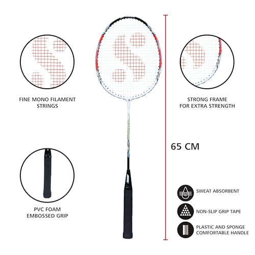 Silvers Silver's Aluminium Defender Badminton Racket with Full Cover(Red/White) - Image 3