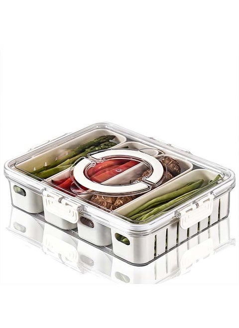 Fruit Storage Containers for Fridge with Lids, Handle and 4 Removable Colanders, Portable Refrigerator Fruit Organizer Bins, BPA-Free Fresh Produce Saver & Food Box for Food, Vegetable, Egg Storage