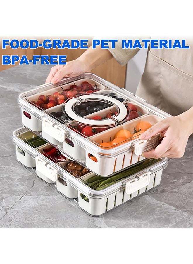 Fruit Storage Containers for Fridge with Lids, Handle and 4 Removable Colanders, Portable Refrigerator Fruit Organizer Bins, BPA-Free Fresh Produce Saver & Food Box for Food, Vegetable, Egg Storage