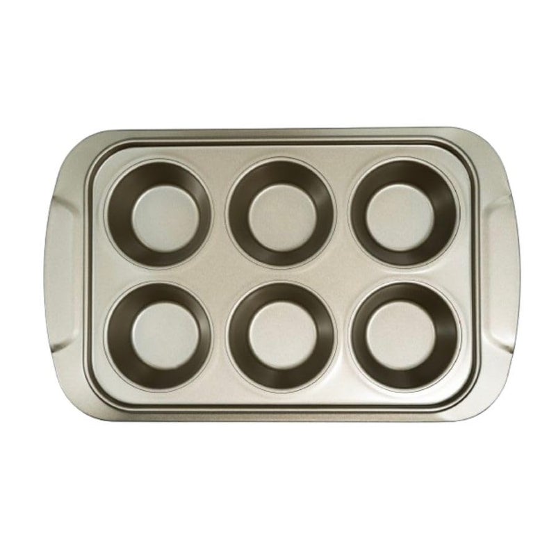 KERFORA Reusable Carbon Steel Mould Muffin Tray Muffin Cup Cake Tray Baking in Microwave Oven Muffin Bread Cake Bakeware Pan Mould for Deserts, Pastries and Cookies Non-Stick (6 Cups Large) - Image 2