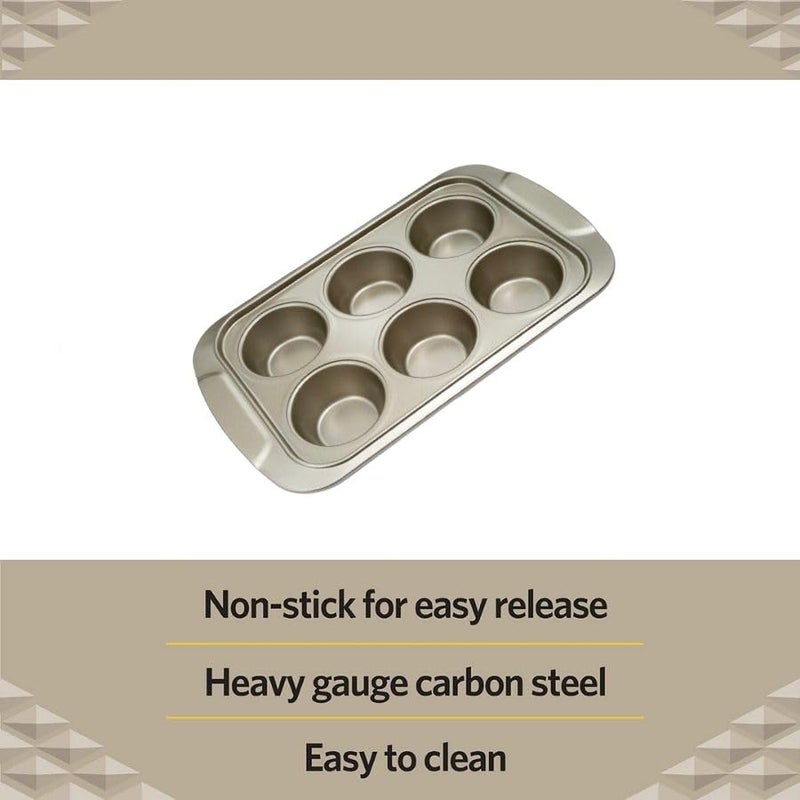 KERFORA Reusable Carbon Steel Mould Muffin Tray Muffin Cup Cake Tray Baking in Microwave Oven Muffin Bread Cake Bakeware Pan Mould for Deserts, Pastries and Cookies Non-Stick (6 Cups Large) - Image 3