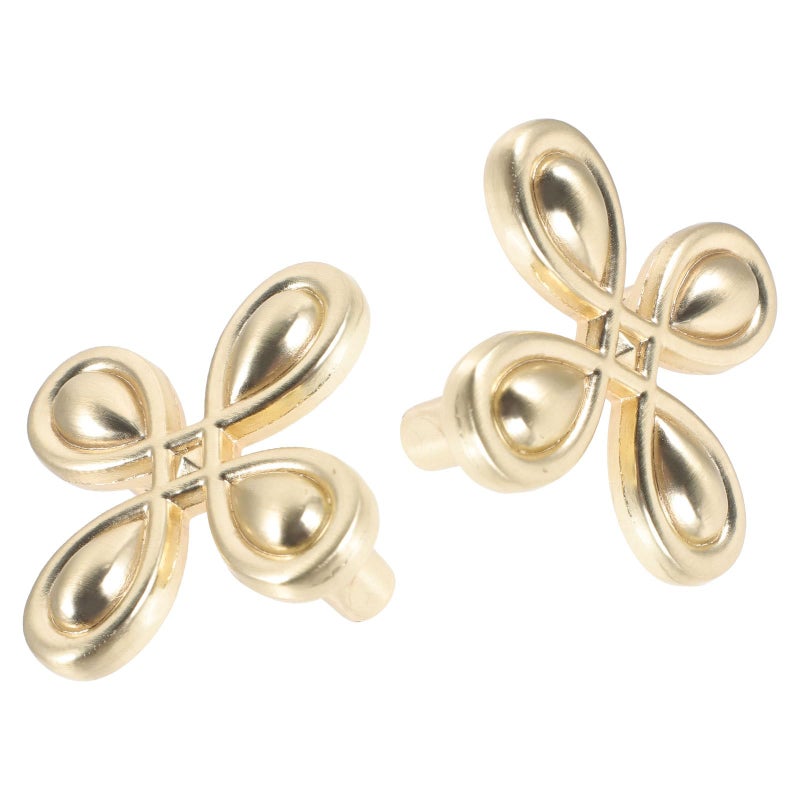 Zinc Alloy Cabinet Pull Handles Modern Double Hole Four Leaf Pattern Drawer Knobs - Image 2