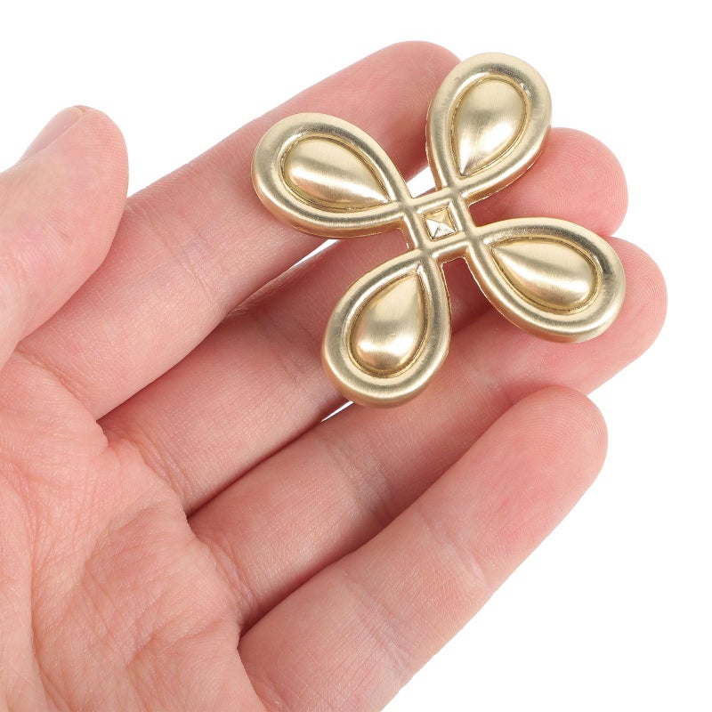 Zinc Alloy Cabinet Pull Handles Modern Double Hole Four Leaf Pattern Drawer Knobs - Image 4
