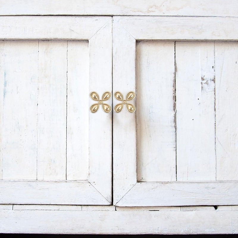 Zinc Alloy Cabinet Pull Handles Modern Double Hole Four Leaf Pattern Drawer Knobs - Image 5