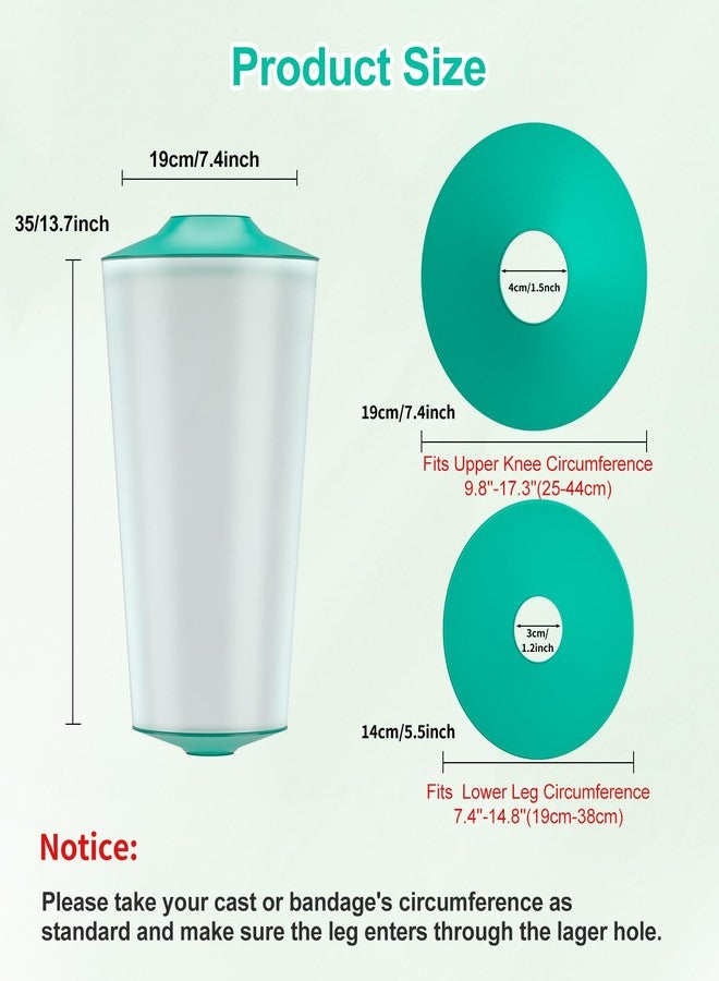 SUPERNIGHT Adult Waterproof Knee Cast Cover for Shower, Knee Surgery Cast Protector Shower Cover, Watertight Reusable Cast Protector for Knee/Leg Surgeries, Wound Bandage, Green - Image 2