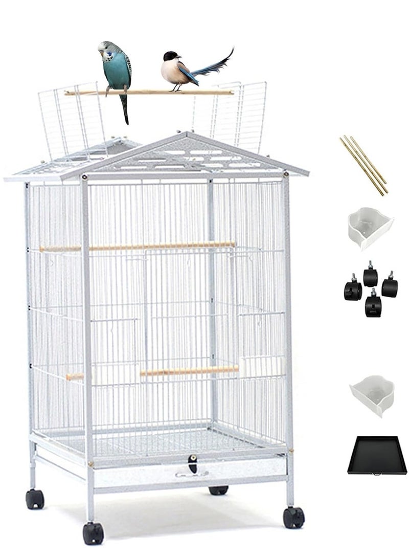 Rightsure Bird Cage Cover, Adjustable Bird Cage Net Cover, Universal Birdcage Net Nylon Adjustable Elastic Band Stretchy Skirts Mesh Cover for Parrot Cage Seed Guard, White (Bird Cage Cover) - Image 1