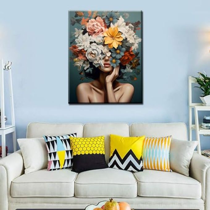 Tucocoo Fashion Girls Paint by Numbers Kits for Beginner Adults,Figure Painting Acrylic Pigment Painting Kit for Students Canvas Easy Paint by Numbers Home Wall Decor Gifts Crafts16x20inch Frameless - Image 3