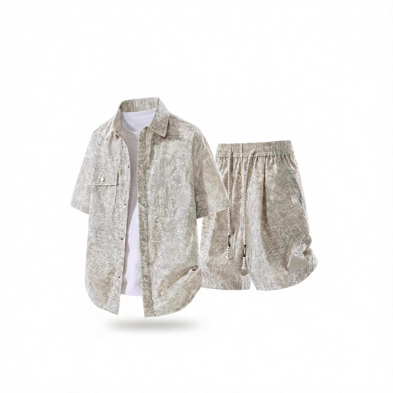Men's Summer Casual Sportswear Short Sleeve Shorts Two-Piece Set