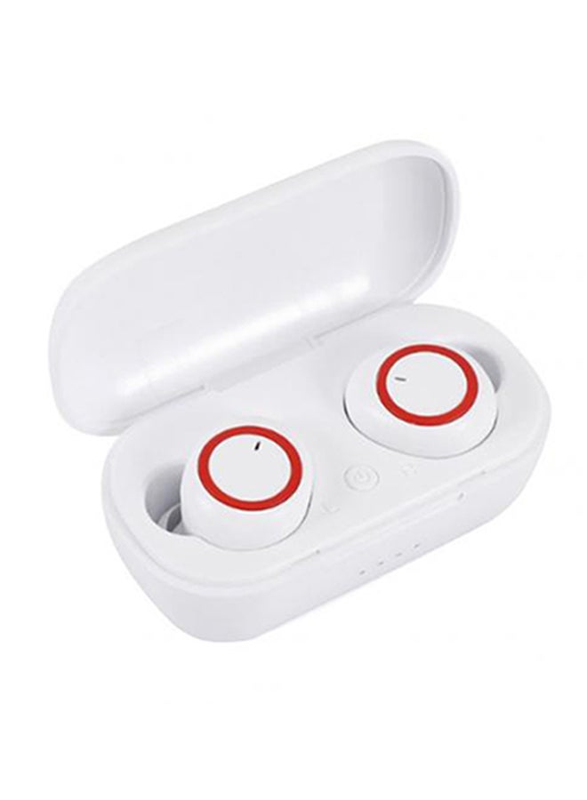 سماعة أذن TWS لاسلكية تعمل بتقنية البلوتوث 5.0 مزودة بخاصية التحكم باللمس مع ميكروفون وعلبة شحن وسماعات أذن منخفضة زمن الاستجابة، متوافقة مع أجهزة التابلت التي تعمل بنظام أندرويد وiOS وأجهزة الكمبيوتر أبيض أحمر