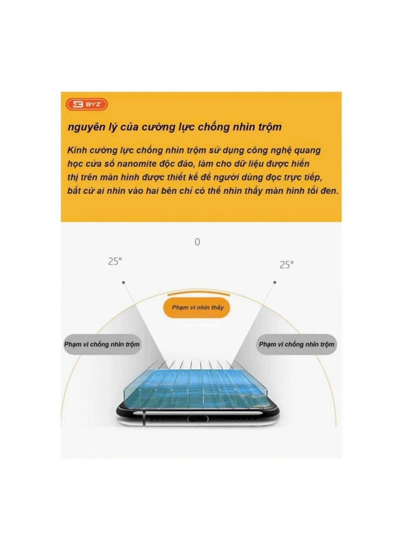 BYZ Anti-Peeping Tempered Glass Screen Protector for iPhone 14 Pro Max - Image 3