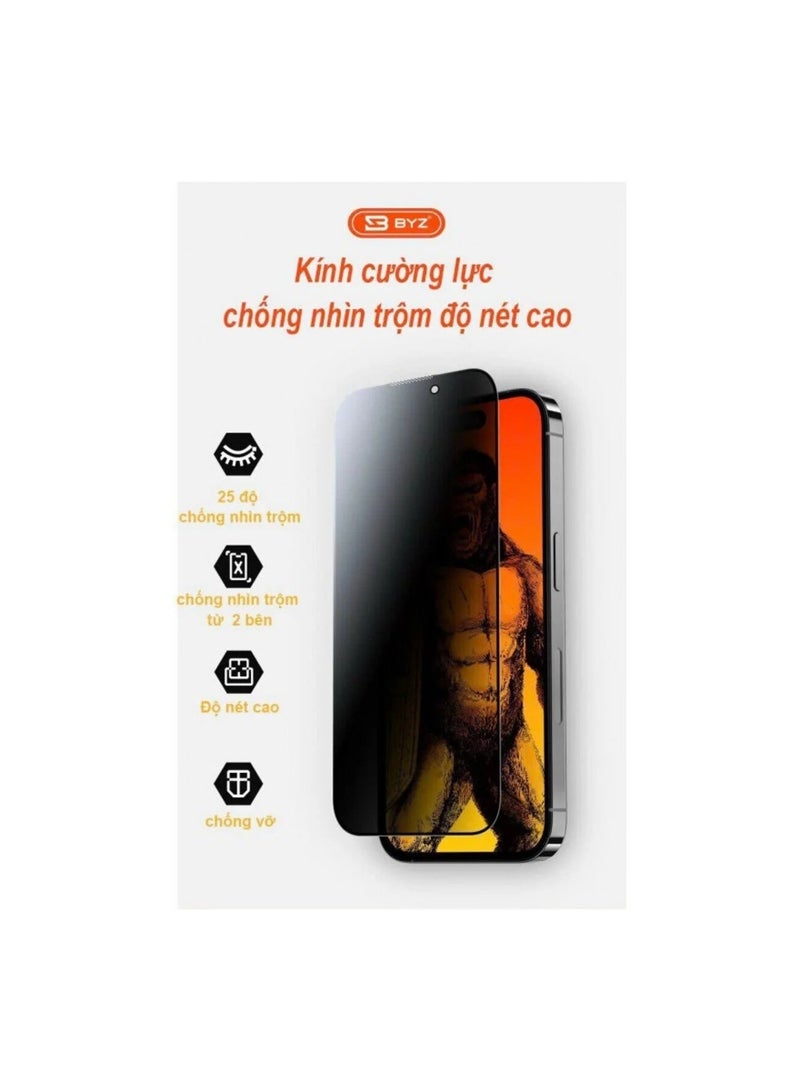 BYZ Anti-Peeping Tempered Glass Screen Protector for iPhone 14 Pro Max - Image 5
