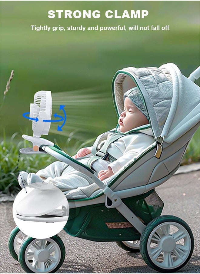 PINREK مروحة طاولة متعددة الوظائف، مروحة مشبك، مروحة محمولة بمحرك هادئ للغاية مع بطارية 2400 مللي أمبير/5 إعدادات سرعة/ميزة دوران ثابت 720 درجة/ضوء ليلي/تصميم غطاء أمان قابل للفك مروحة مكتبية، مروحة مثبتة على الحائط، مروحة صغيرة قابلة للشحن من نوع C للتخييم، السيارة، المنزل، غرفة النوم، المكتب، عربات الأطفال - Image 2