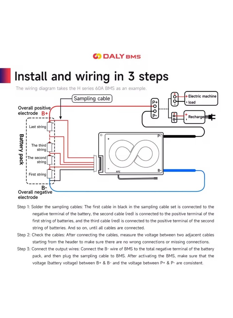 DALY Genuine Daly BMS 48V 13S 20A for E-Bikes and Electric Scooters - Smart Protection - Image 3