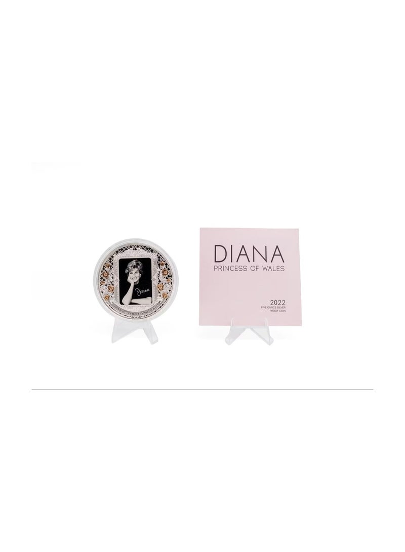 Silver Tokelau 2022 $10 Silver 5 oz - Diana, Princess of Wales, Proof, Colorized - Image 5
