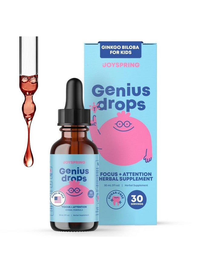 JoySpring Genius Drops for Kids | Clinically Proven Focus Supplement | Liquid Herbal Focus Supplement with Ginkgo Biloba for Kids (1 fl oz) 30 Servings - Image 1