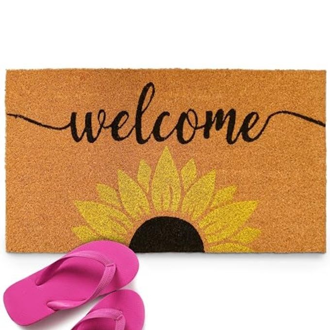 SUNFLOWER WELCOME MAT 30X17 INCH SPRING DOOR MAT OUTDOOR SUMMER DOORMAT WNONSLIP PVC BACKING