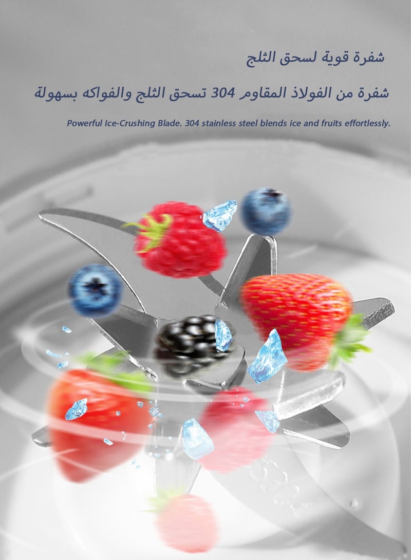 Portable Cooling Juicer Personal Blender & Fruit Slush Smoothie Maker - 304 Stainless Steel Blade, 5-Hour Insulation, Auto-Clean, Rechargeable for 12 Juices, 470ml Baby Food Maker, Ideal for Saudi 50°C Summers  - Image 2