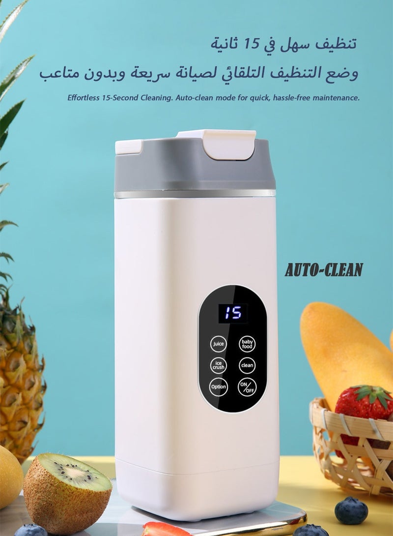 Portable Cooling Juicer Personal Blender & Fruit Slush Smoothie Maker - 304 Stainless Steel Blade, 5-Hour Insulation, Auto-Clean, Rechargeable for 12 Juices, 470ml Baby Food Maker, Ideal for Saudi 50°C Summers  - Image 4