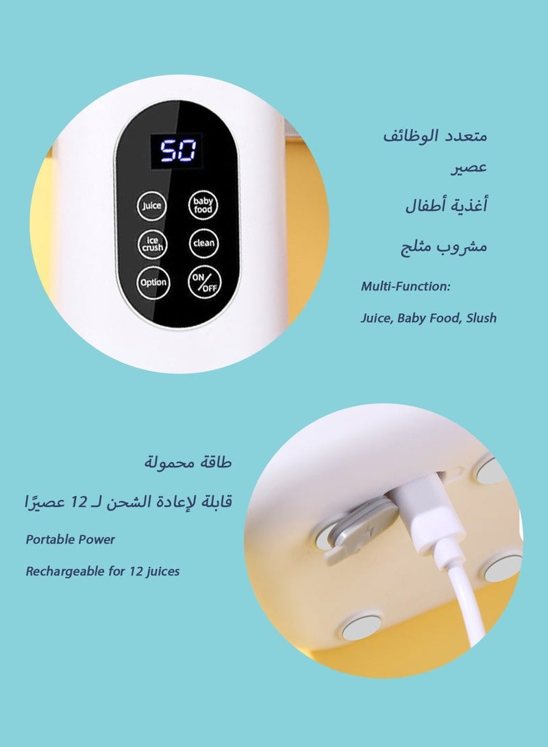 Portable Cooling Juicer Personal Blender & Fruit Slush Smoothie Maker - 304 Stainless Steel Blade, 5-Hour Insulation, Auto-Clean, Rechargeable for 12 Juices, 470ml Baby Food Maker, Ideal for Saudi 50°C Summers - Image 5