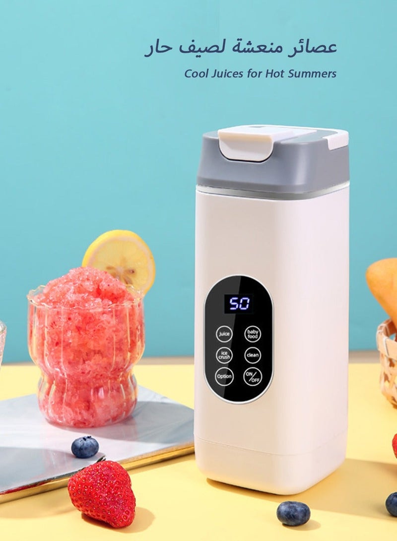 Portable Cooling Juicer Personal Blender & Fruit Slush Smoothie Maker - 304 Stainless Steel Blade, 5-Hour Insulation, Auto-Clean, Rechargeable for 12 Juices, 470ml Baby Food Maker, Ideal for Saudi 50°C Summers - Image 1