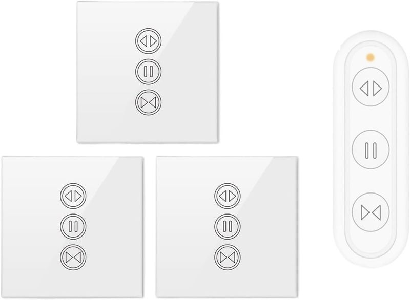 Compatible for Tuya EU WiFi Smart Curtain Switch with Voice Assistant & Remote for Electric Blinds(1 Remote 3 Switch) - Image 1