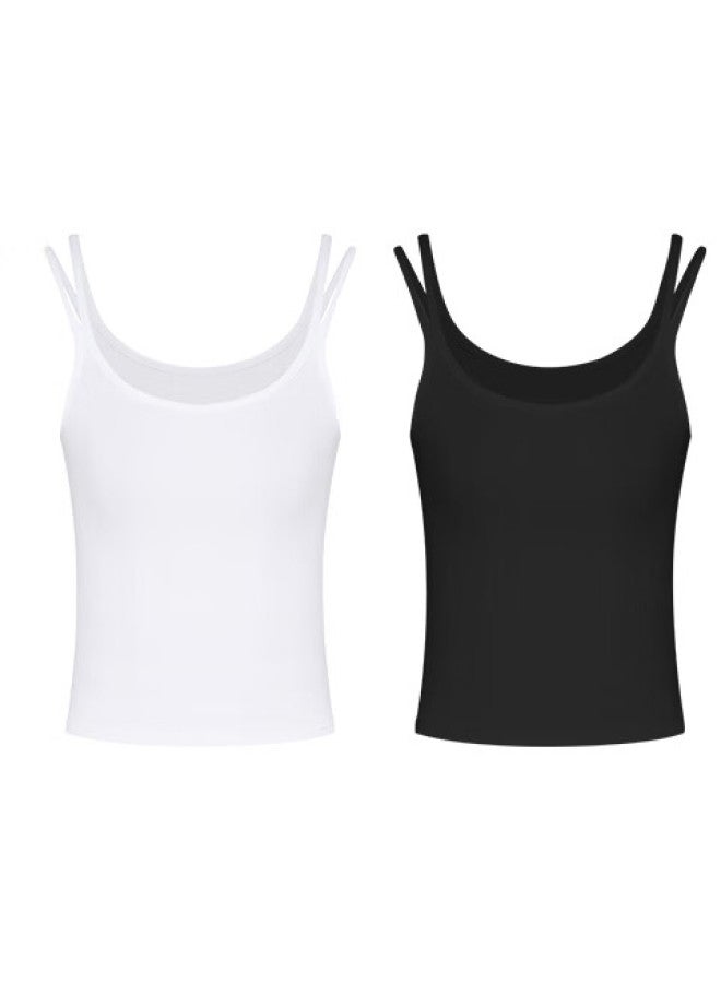 Joae Women's Double Strap Camisole Tank Top Black XL - Image 2