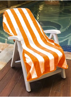 MAXQON Beach Towel - 100% Cotton 600 GSM Over Sized (90x180cm), Highly Absorbent Bath Sheet For Pool, Beach, Fitness, Sports, Yoga, Color-Striped Yellow  - Image 1