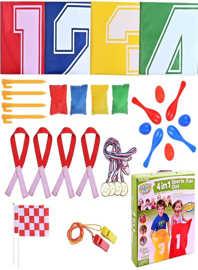 GOLDGE 28 Piece Outdoor Games Kit for Kids, Includes Potato Sack Race Bags, Bean Bag Toss, 3 Legged Race Bands, Egg Spoon Relay, for Easter & Birthday Parties (Potato Sack Race Bags) - Image 2