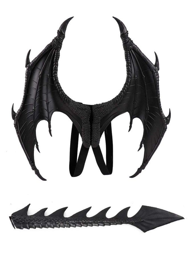 Himine Dragon Wings Props Cosplay Wing With Tail (Black), Black, One size - Image 1