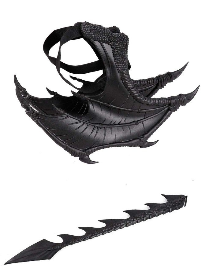 Himine Dragon Wings Props Cosplay Wing With Tail (Black), Black, One size - Image 3
