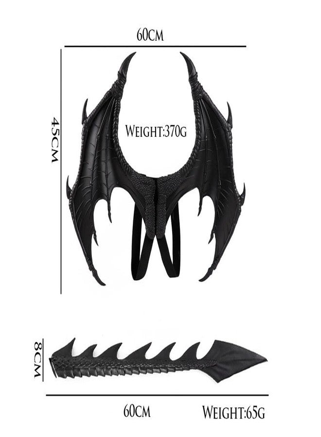 Himine Dragon Wings Props Cosplay Wing With Tail (Black), Black, One size - Image 4