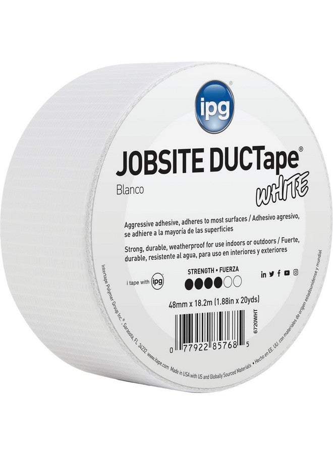 IPG 6720WHT JobSite DUCTape, Colored Duct Tape, 1.88" x 20 yd, White (Single Roll) - Image 1