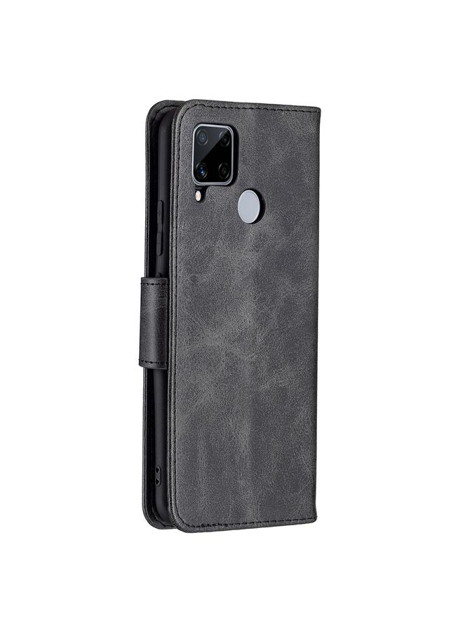 اس-توب جراب لهاتف OPPO Realme C15/C12/C25 جراب جلد PU أفقي قابل للطي بلون نقي وملمس جلد الحمل مع حامل وفتحات للبطاقات ومحفظة وحبل تثبيت - Image 3