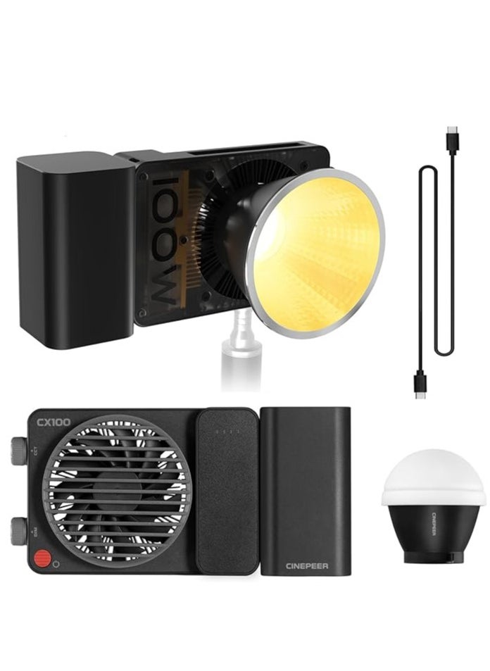 Zhiyun - ZHIYUN CINEPEER CX100 COB LED Video Light 100W Bi-color 2700K-6500K with Diffusor and Battery CRI96+ TLCI97+ - Image 1