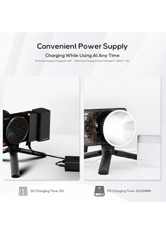 Zhiyun - ZHIYUN CINEPEER CX100 COB LED Video Light 100W Bi-color 2700K-6500K with Diffusor and Battery CRI96+ TLCI97+ - Image 1