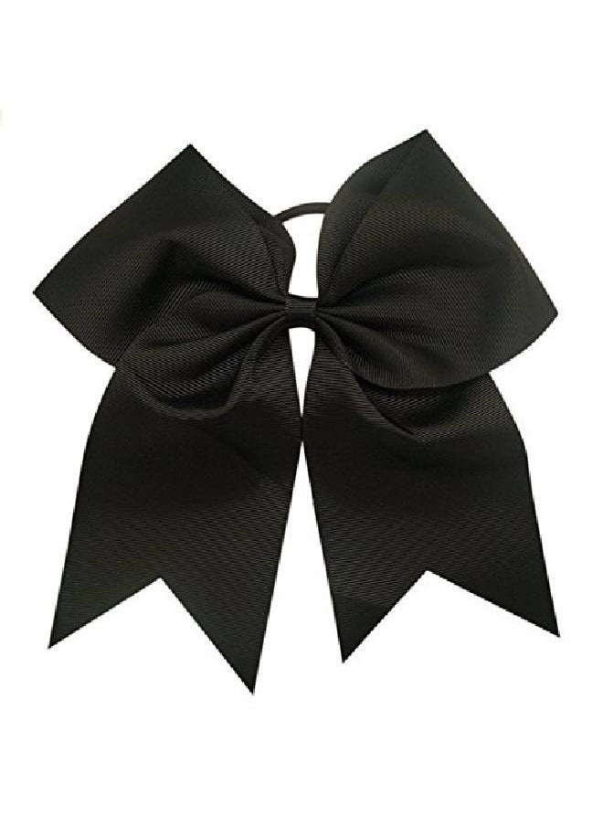 Kenz Laurenz Cheer Bows Black Cheerleading Softball Gifts For Girls And Women Team Bow With Ponytail Holder Complete Your Cheerleader Outfit Uniform Strong Hair Ties Bands Elastics (1)  - Image 2