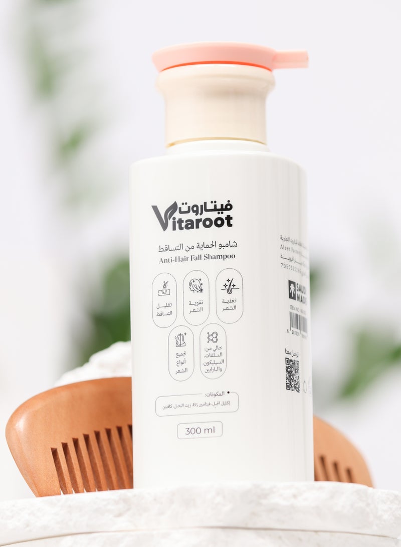 Vitaroot Anti Hair Fall Shampoo (300ml) - Sulfate Free Hair Loss Shampoo for Damaged Hair - Strengthens, Nourishes & Increases Hair Growth - Stimulates Scalp Circulation & Hair Follicle Health - Suitable for Men & Women - Image 1