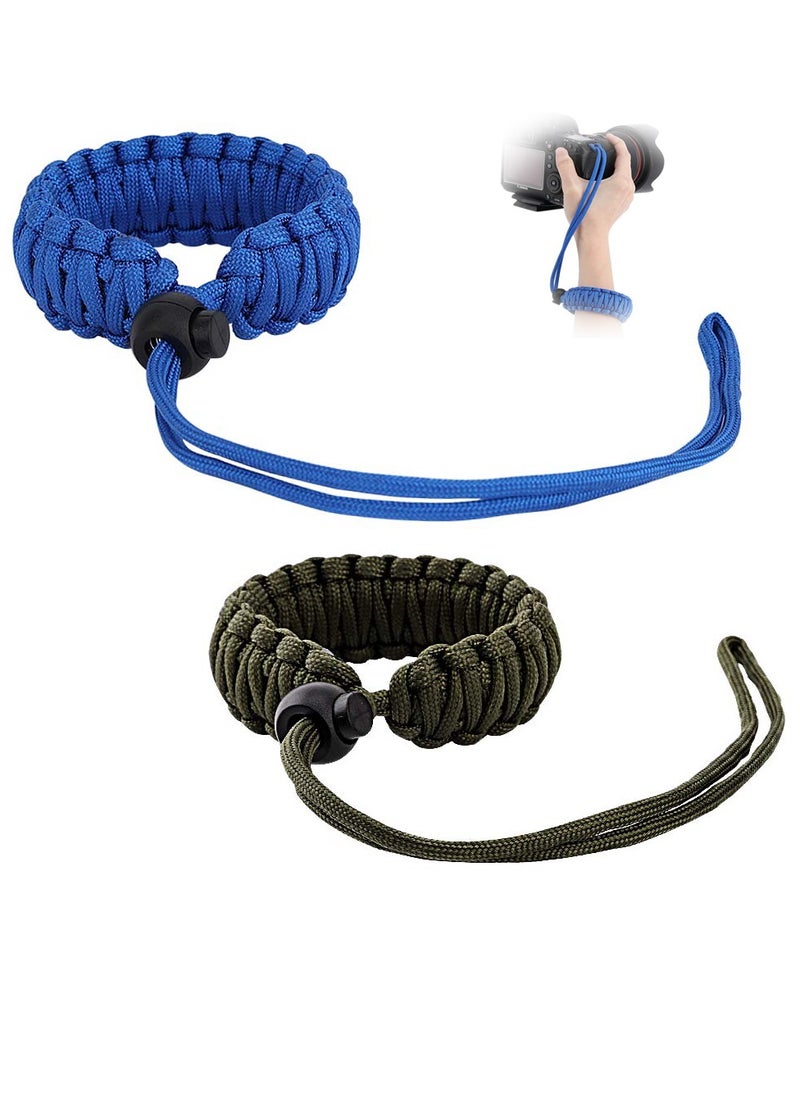KASTWAVE Camera Wrist Strap, Universal Umbrella Rope Camera Handle with Adjustable Wrist Strap Outdoor Anti-Loss Hand Rope for Binoculars for Nikon / Canon / Sony / Minolta / Panasonic /, Etc. (2, Green Blue)  - Image 1