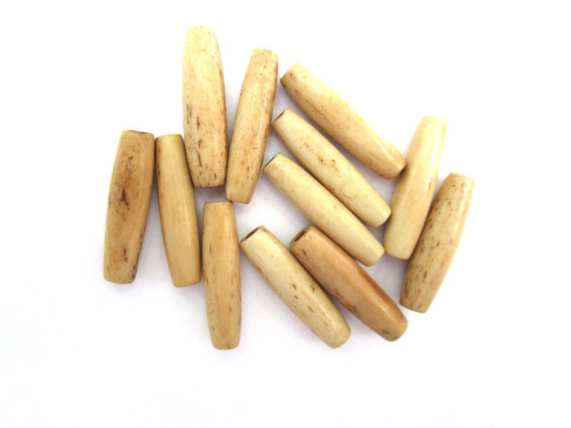 Genuine Hairpipe Bone TeastainedAntiqued Size 1 inch 25 pcs Hair Pipe Choker Beads