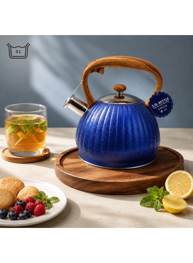 HausRoland Whistling Tea Kettle, Dotted Stovetop Tea Kettle, Stainless Teapot, 3. Liters with Dotted Grain Handles, Fast Boiling, Perfect for Homes, Picnics, and Parties - Image 4