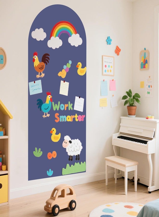 WUPIOS Magnetic Wall Decal Dusty Blue Magnetic Chalkboard for Wall 39.3x17.5 Inches Arch Wall Decal Sticker Sheets Peel and Stick Chalk Board Roll with Chalks for Playroom Classroom - Image 1