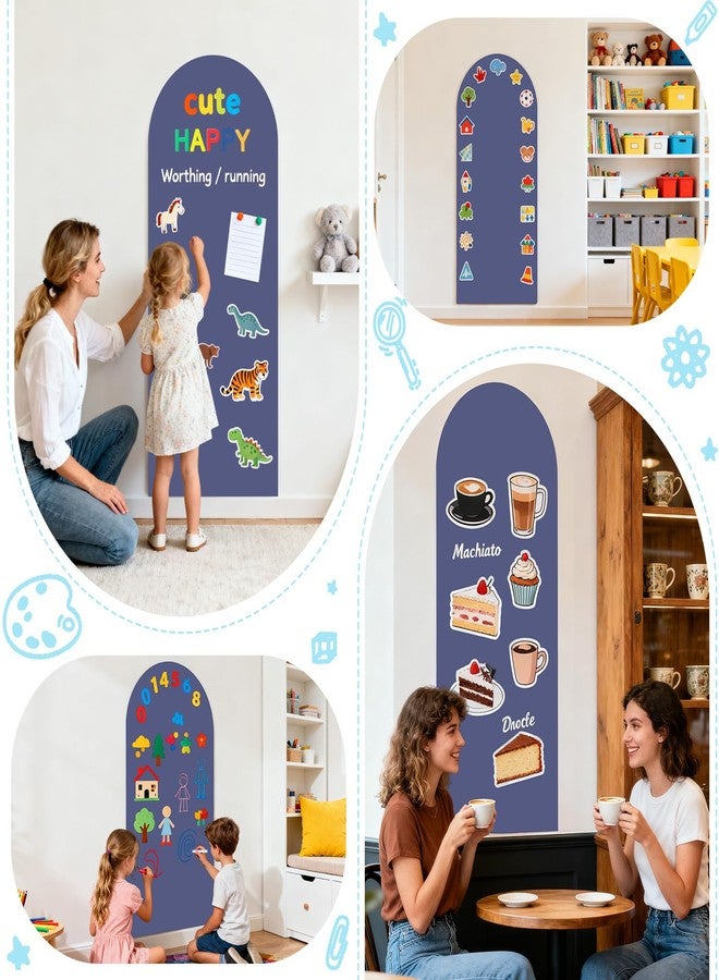 WUPIOS Magnetic Wall Decal Dusty Blue Magnetic Chalkboard for Wall 39.3x17.5 Inches Arch Wall Decal Sticker Sheets Peel and Stick Chalk Board Roll with Chalks for Playroom Classroom - Image 4